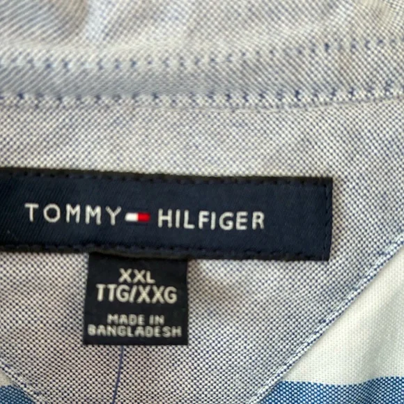 NWT Tommy Hilfiger Oxford Button Down Shirt Blue Striped XXL - Picture 3 of 6